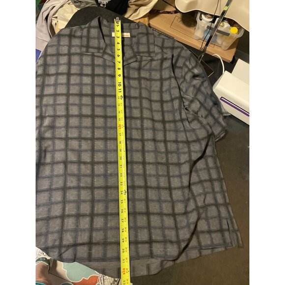 Tommy Bahama Black Charcoal Patterned Mens Silk Button Down Short Sleeved Shirt - Picture 8 of 8